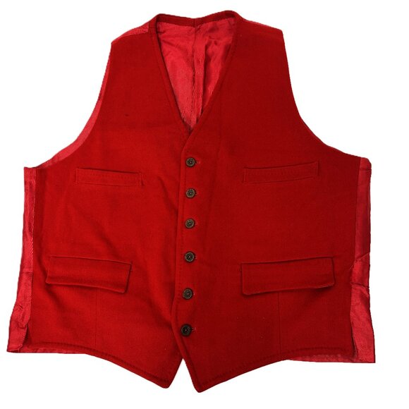 Baskin Vintage Red 100% Wool Vest Size 44 - Picture 1 of 15